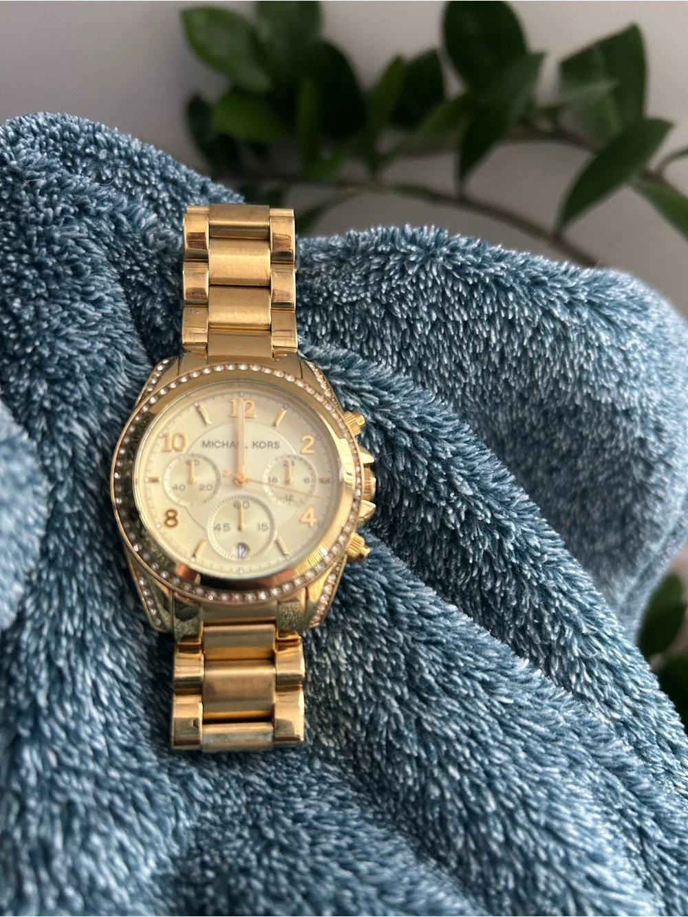 Michael Kors Gold-Tone Women’s Chronograph Watch with Crystal Accents